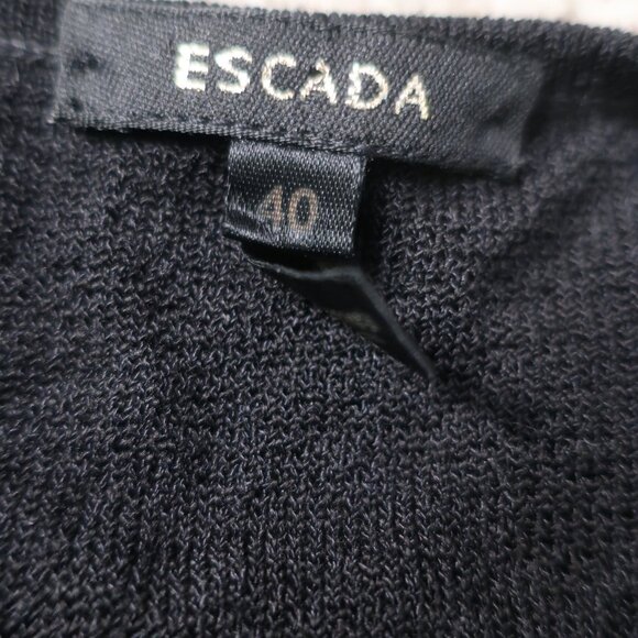 Womens Escada Black V-Neck Sleeveless Shirred Wool Blend Knit Sweater 40 US/M * - Picture 7 of 7